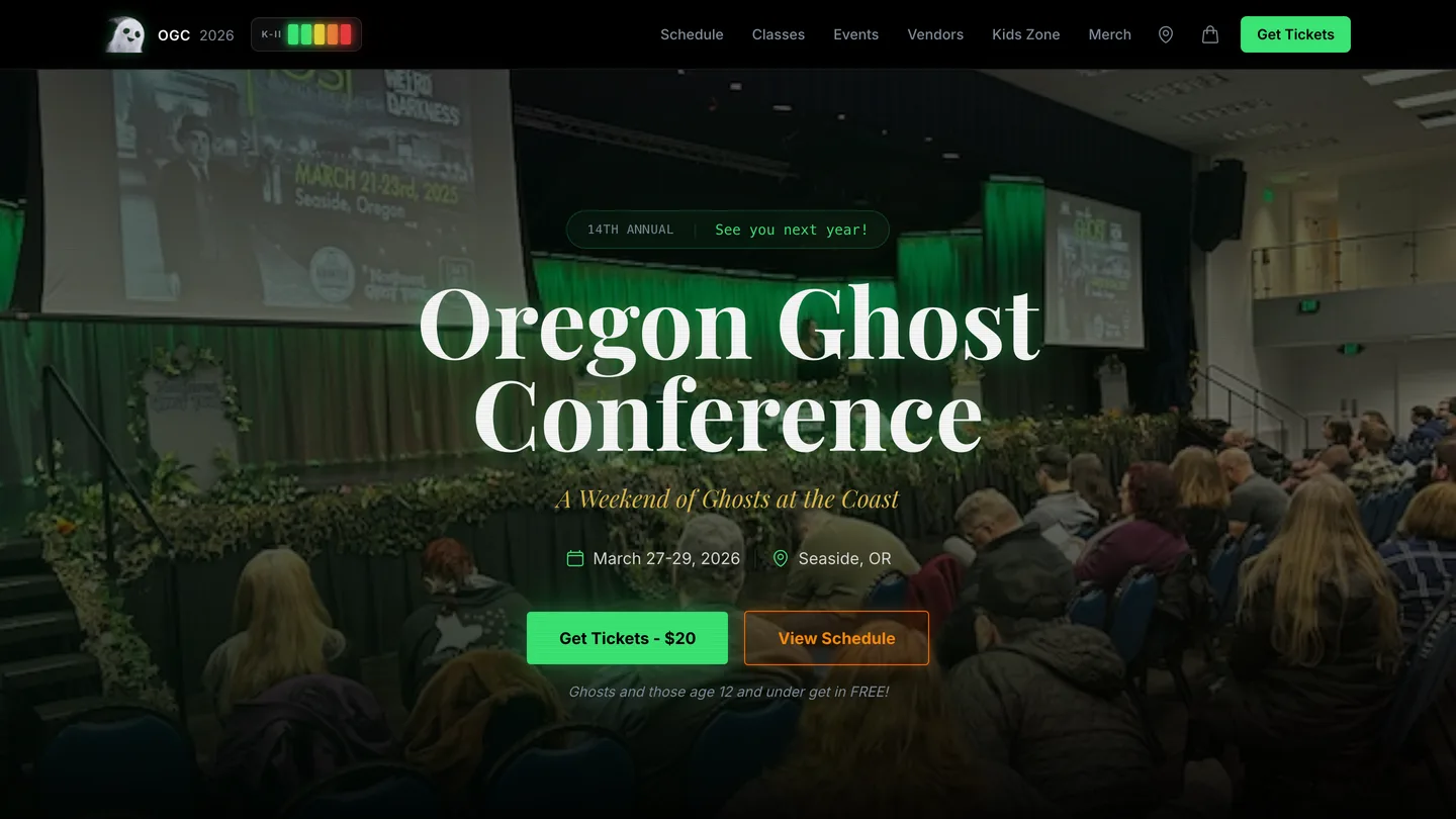 The Oregon Ghost Conference website, built by Generuss Design