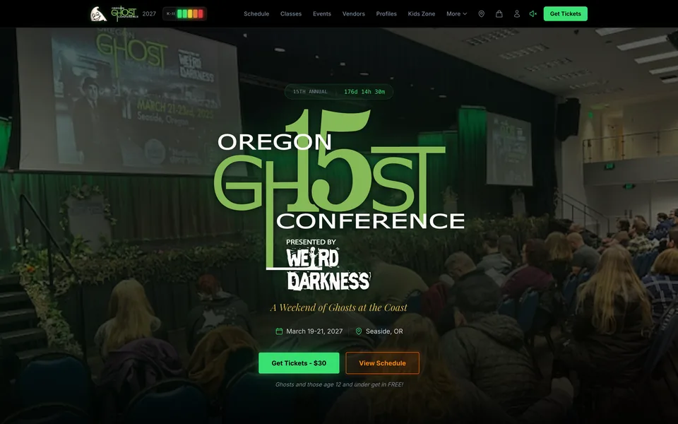 The Oregon Ghost Conference website, built by Generuss Design